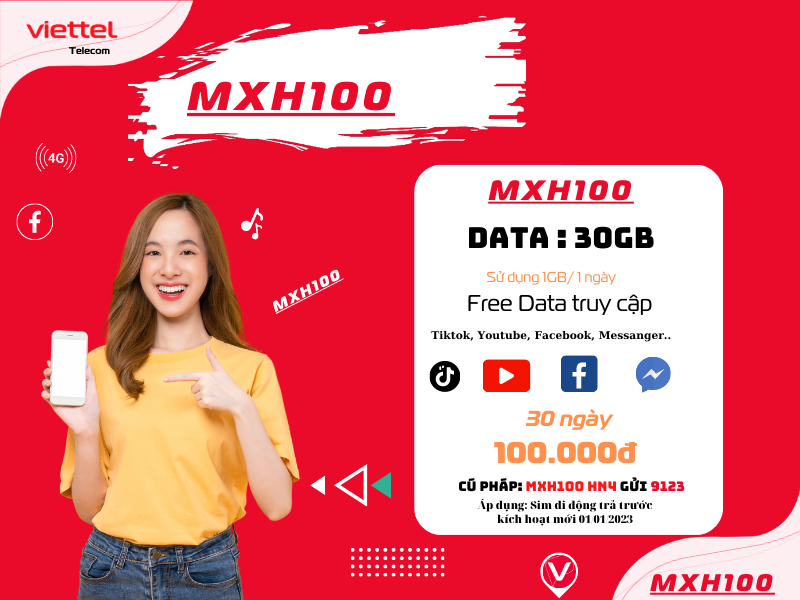 Gói Cước Miễn Phí Mạng Xã Hội Viettel 2025 4 Mxh100 Viettel