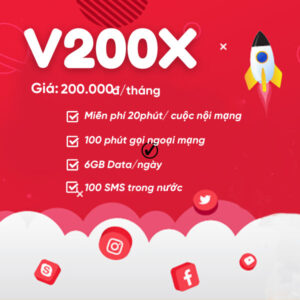 Gói V200X Viettel ưu đãi đặc biệt cho khách hàng hòa mạng mới thuê bao trả sau hoặc chuyển từ trả trước sang trả sau, với miễn phí gọi nội mạng Viettel 20 phút mỗi cuộc gọi + 100 phút ngoại mạng + 100 Sms nhắn tin trong nước + 180GB Data tốc độ cao (6Gb 4G mỗi ngày. Hết 6Gb dừng truy cập. Miễn phí sử dụng Tivi360 Basic. Giá siêu rẻ chỉ 200.000đ/tháng rất phù hợp cho các khách hàng có nhu cầu gọi nội mạng, đồng thời sử dụng Data truy cập internet. Hãy cùng tìm hiểu cách đăng ký gói V200X Viettel trả sau – Combo giá rẻ, không lo nạp thẻ trong bài viết này nhé!