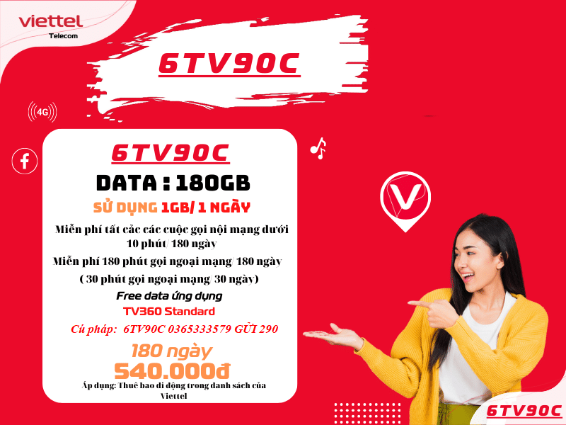 Gói cước 6TV90C Viettel 6 Gói cước 6TV90C Viettel