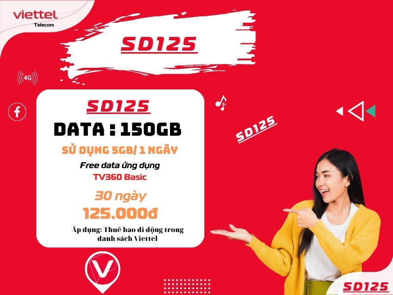 Gói cước SD125 Viettel 6 Gói cước SD125 Viettel