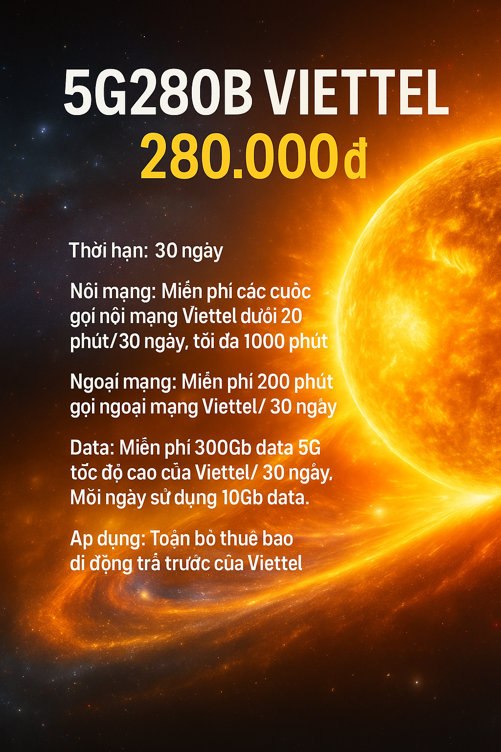 Gói Cước 5G280B Viettel 4 Gói Cước 5g280b Viettel