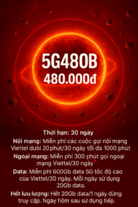 Gói Cước 5g480b Viettel