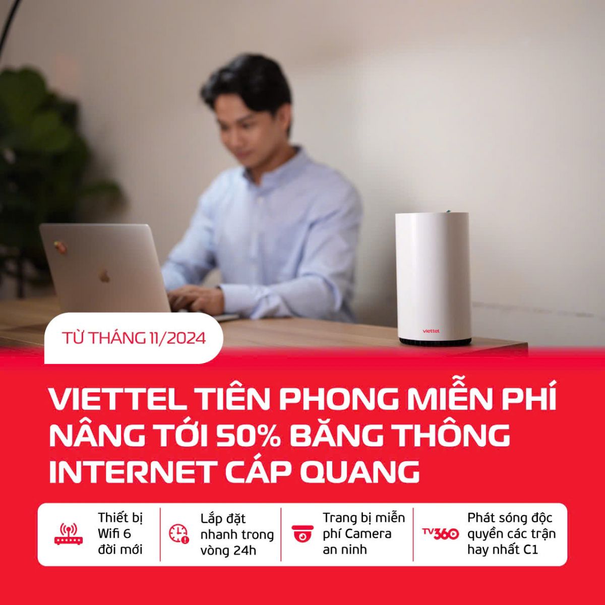Viettel miễn phí nâng băng thông lần thứ 4 cho khách hàng tốc độ tối thiểu 150 Mbps mở ra tới 1 Gbps 6 Một Số ưu đãi đi Kèm Miễn Phí Nâng Băng Thông Dịch Vụ Internet Cáp Quang Cho Khách Hàng