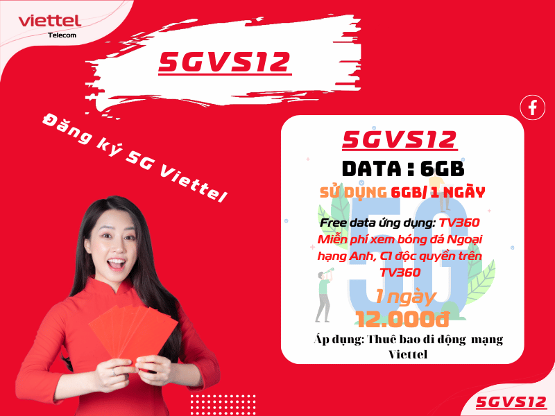 5GVS12 Viettel Gói Cước 5G Đỉnh Cao Xem Bóng Đá Ngoại Hạng Miễn Phí