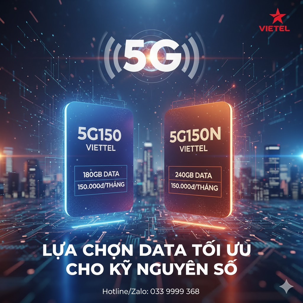 Gói 5G150 và 5G150N Viettel Lựa Chọn Data Tối Ưu Cho Kỷ Nguyên Số 4 gói 5g150 Và 5g150n Viettel Lựa Chọn Data Tối Ưu Cho Kỷ Nguyên Số