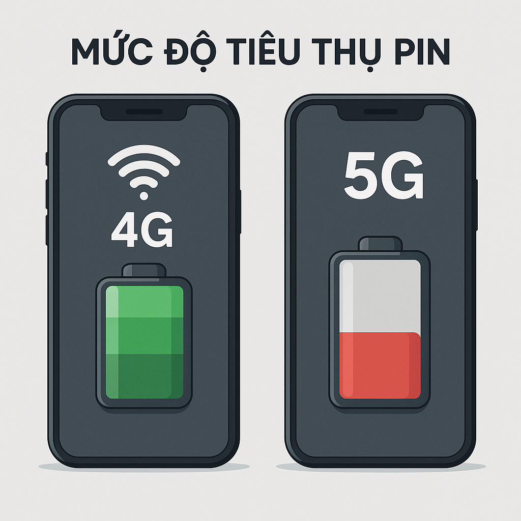 Mức độ Tiêu Thụ Pin 4g & 5g đã được Tạo Thành Công
