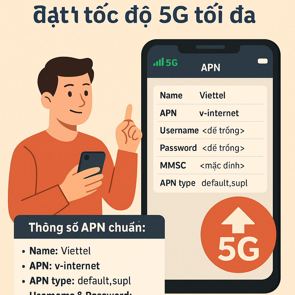 HƯỚNG DẪN TỐI ƯU 5G VIETTEL CHO NGƯỜI CHƠI GAME VÀ LIVESTREAM 8 T%E1%BB%91i%20%C6%B0u%20APN%20Viettel
